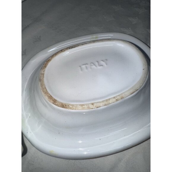 Art Studio Pottery Bathroom Set Italy Soap Dish Toothbrush Holder 4” 5” - Picture 4 of 4